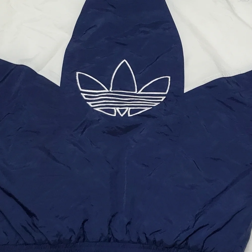 VINTAGE 90s Adidas Blue White Trefoil Logo Insulated Puffer Jacket Parka XL